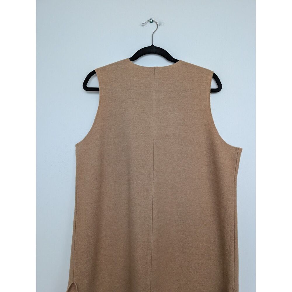 Chico's Wool Sleeveless Wrap Longline Duster Tan Cardigan Sz Chico's 2/L - Picture 15 of 16